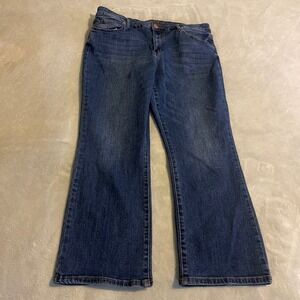 Copperflash High Rise Flare Capri Jeans Womens Size 16 Blue Wash Denim Stretch